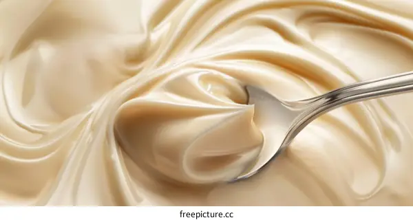 Melted White Chocolate with a Spoon