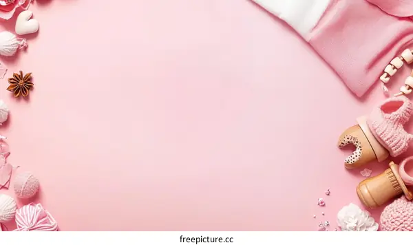 Baby Girl Pink Background with Accessories