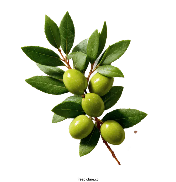 [Transparent Background PNG]Fresh Green Olives and Leaves Display