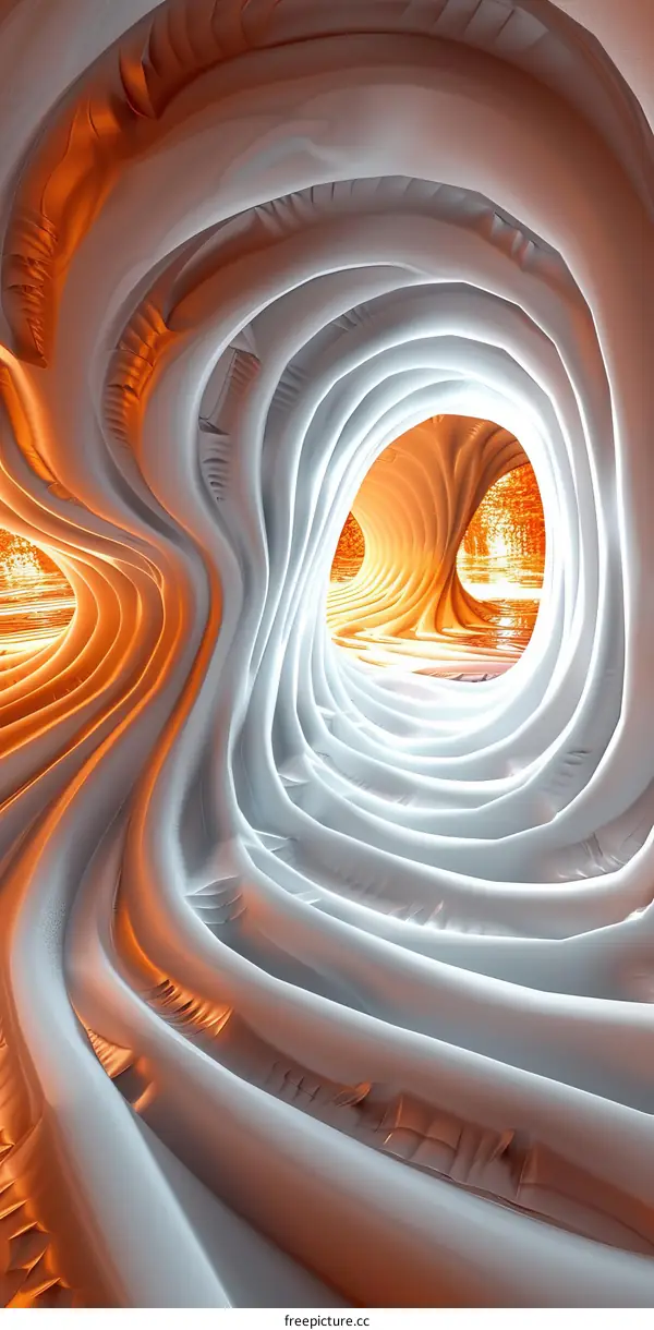 Surreal Organic Architecture with Glowing Portal