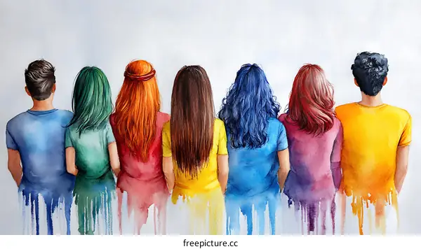 Rainbow Friends Illustration  Colorful Back View