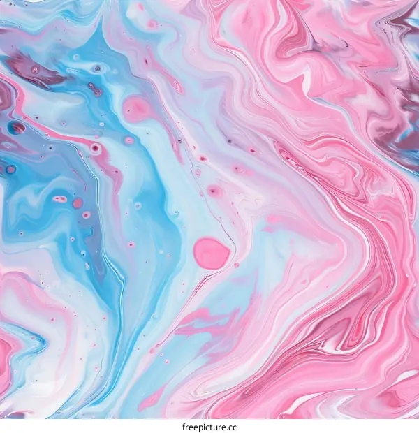 Colorful abstract painting with blue, pink and white colors