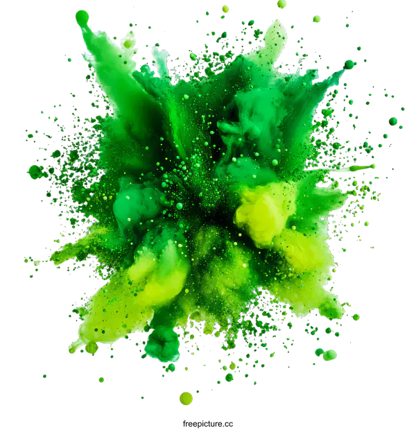[Transparent Background PNG]Abstract Explosion of Green and Yellow Colors