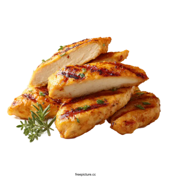 [Transparent Background PNG]Grilled Chicken Breast Slices Close-up