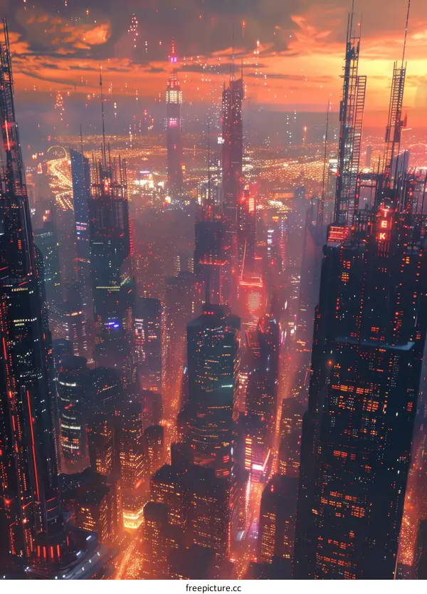 Futuristic Cityscape at Sunset