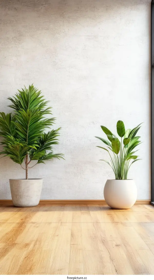 Modern Minimalist Home Interior with Plants