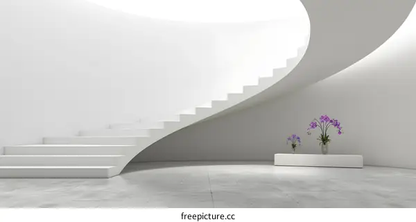 White Spiral Staircase in Modern Interior Design