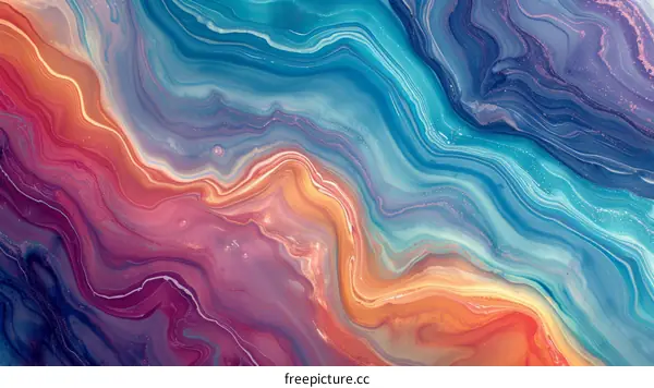 Abstract painting with vibrant colors and a fluid texture
