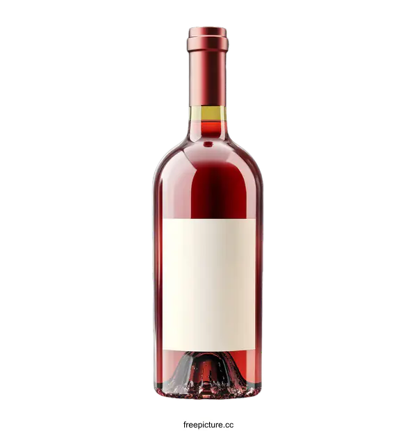 [Transparent Background PNG]Empty Wine Bottle Mockup with Blank Label