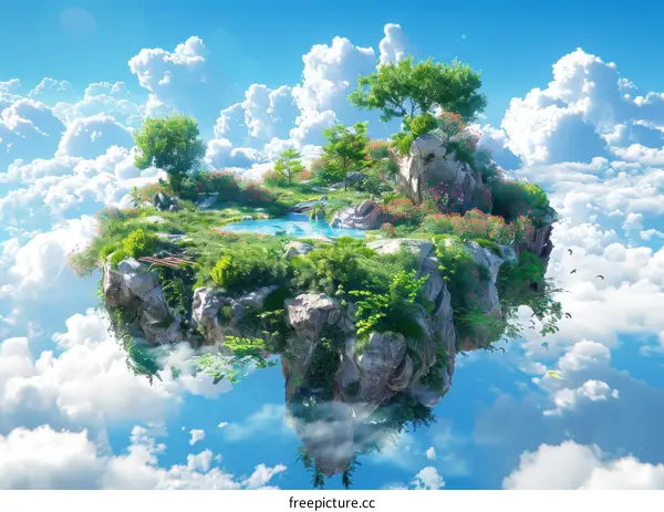 Floating Island Paradise Surreal Landscape