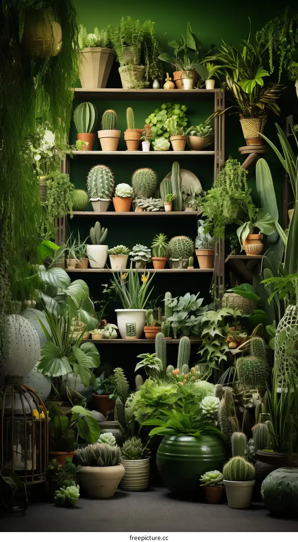 An Abundance of Greenery: A Collection of Potted Plants in a Home