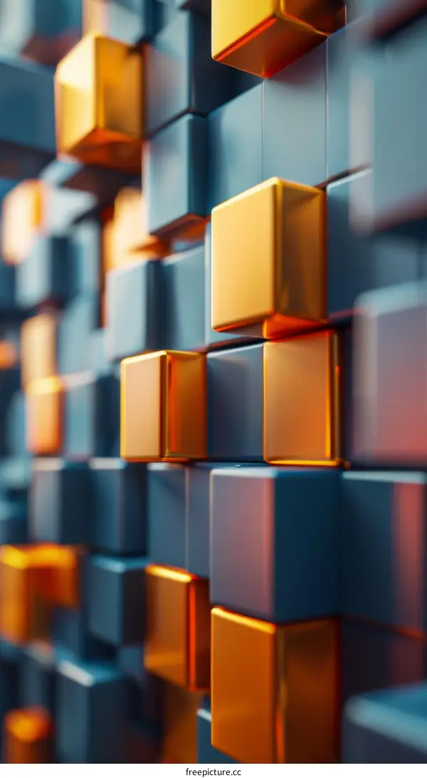Abstract 3D Cube Background with Blue and Orange