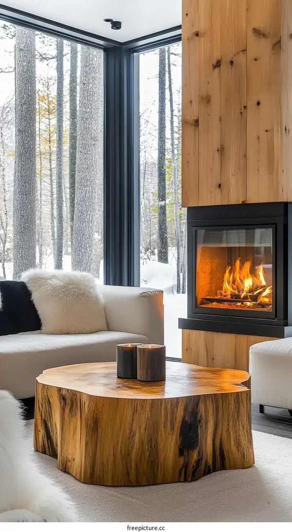 Modern Rustic Living Room with a Stunning Wood Coffee Table