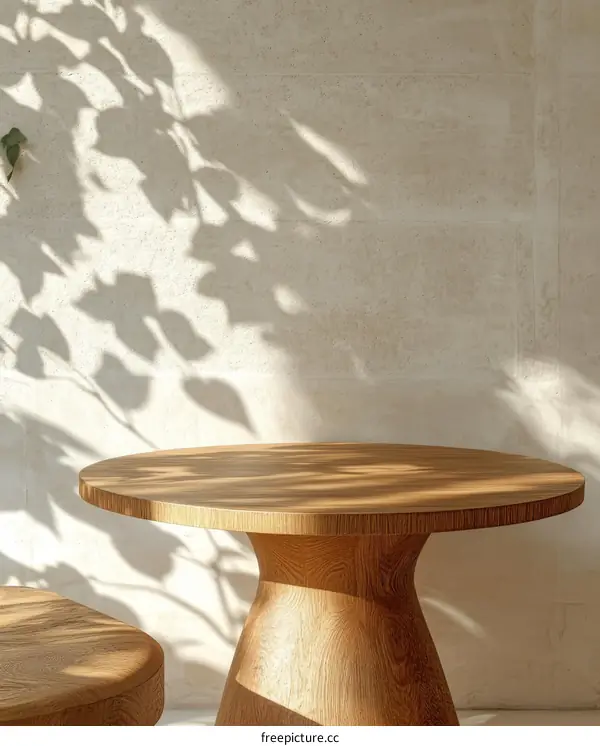 Wooden Round Table in Natural Light
