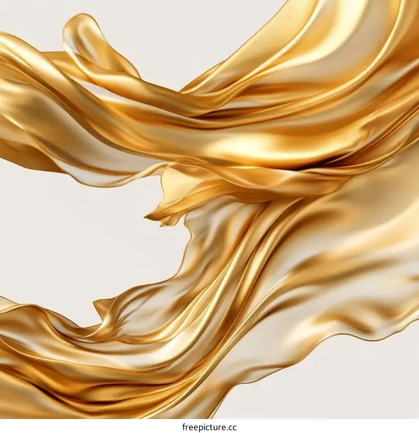 Golden Fabric Flowing Abstract Art