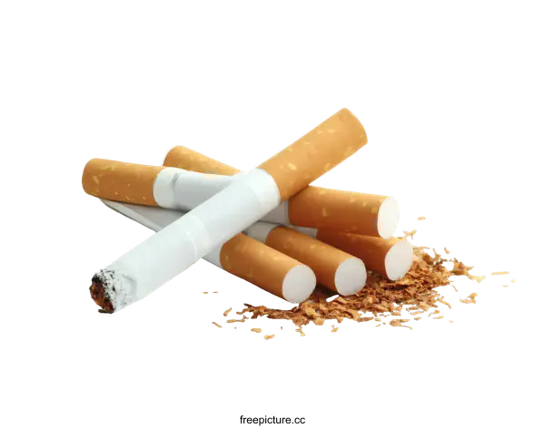 [Transparent Background PNG]Cigarettes and Tobacco on White Background