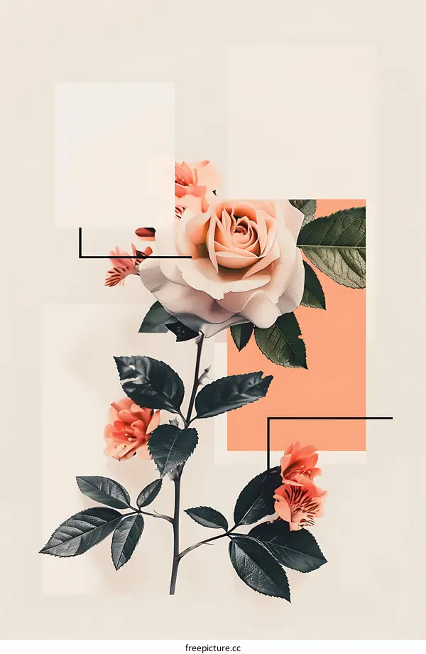 Minimalist Abstract Collage With Roses