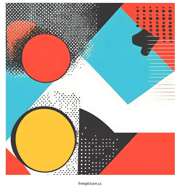 Abstract Geometric Shapes with Halftone Pattern