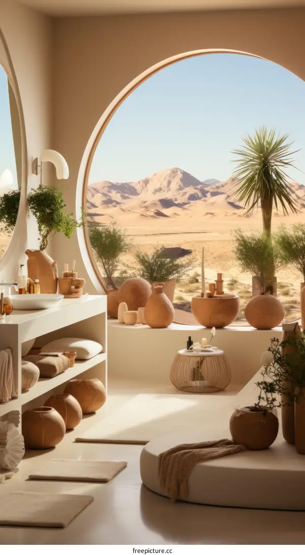 Luxury Desert Bathroom with Mountain Views