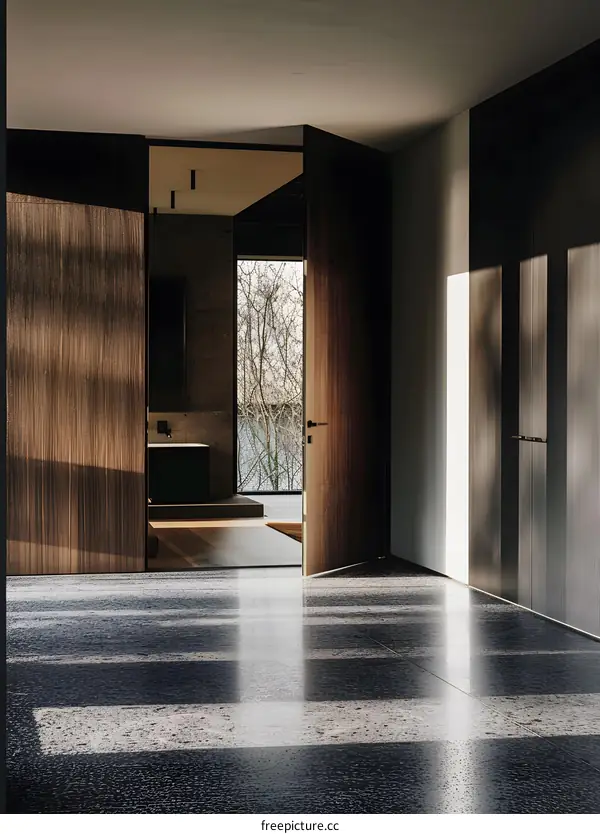 Modern Minimalist Interior Design With Wooden Doors