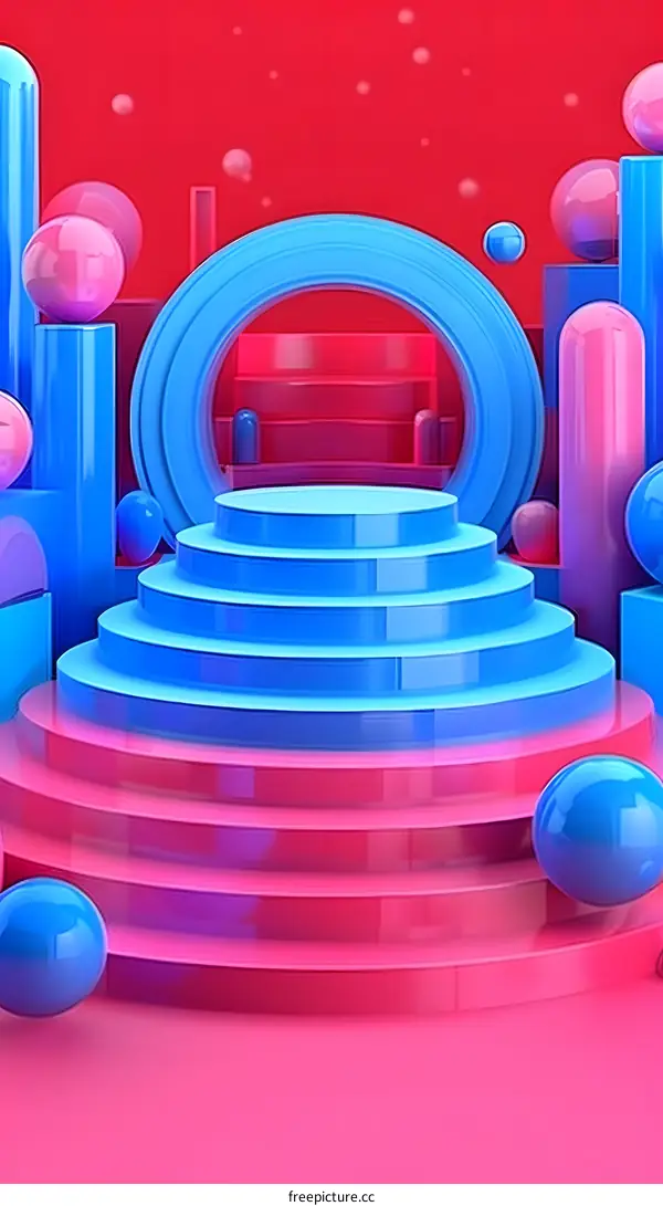 Abstract 3D Background with Blue and Pink Geometric Shapes
