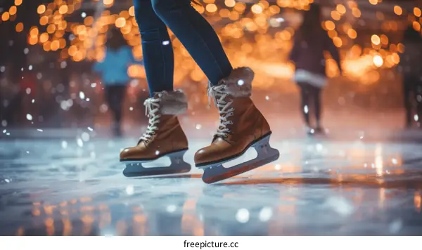 ice skating on a frozen lake surrounded by snowcapped mountains