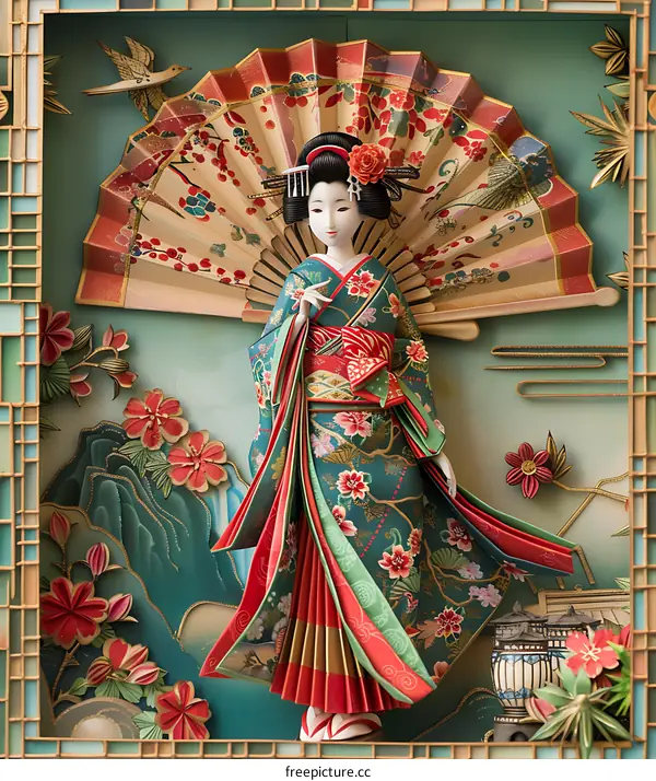 Japanese Geisha Doll Paper Art