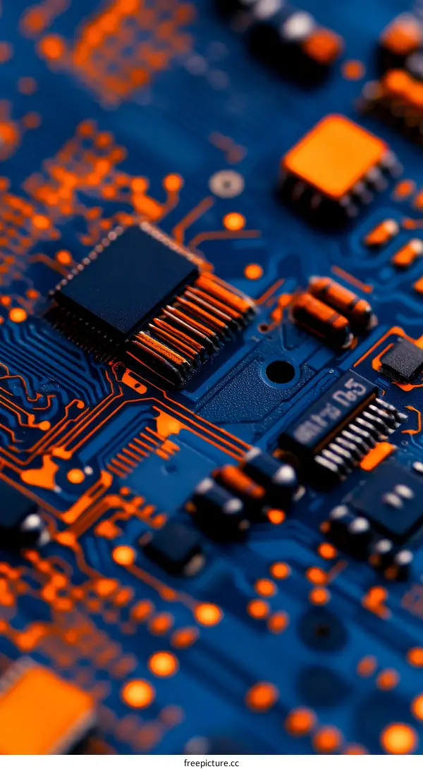 Close-up of a circuit board with intricate details
