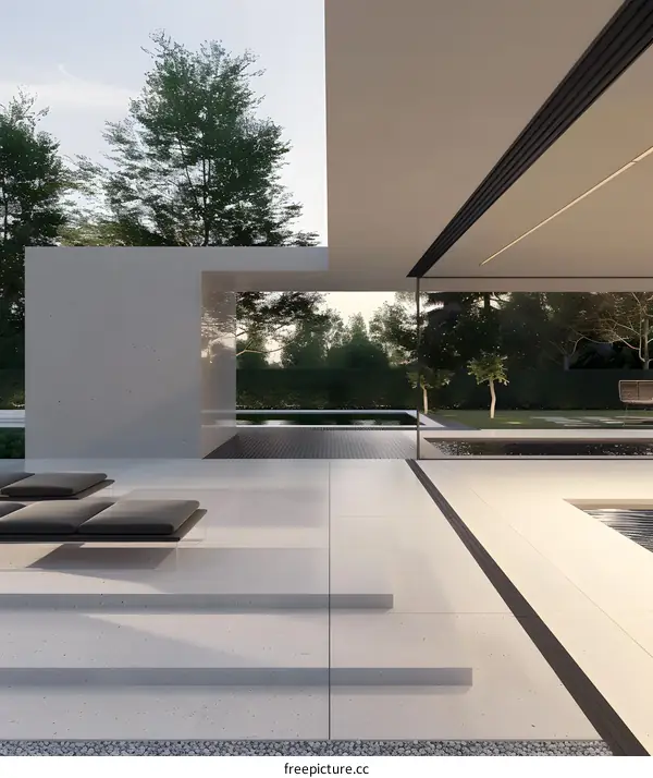 Minimalist Modern House Design with Outdoor Pool and Patio