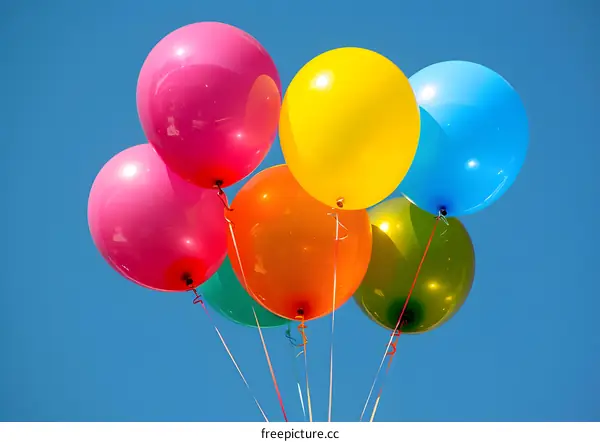Colorful Balloons Against Blue Sky