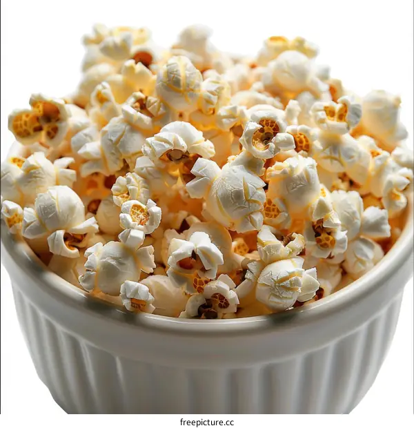 Bowl of Popcorn on White Background