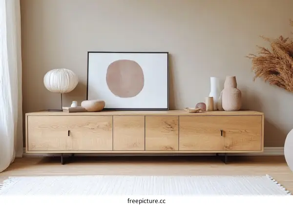 Modern Wooden TV Stand with Minimalist Decor