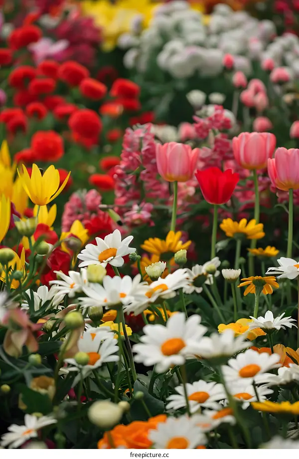 Colorful Flower Garden In Full Bloom