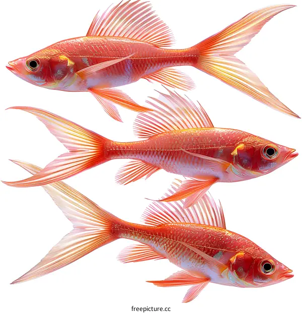Three red fish swimming