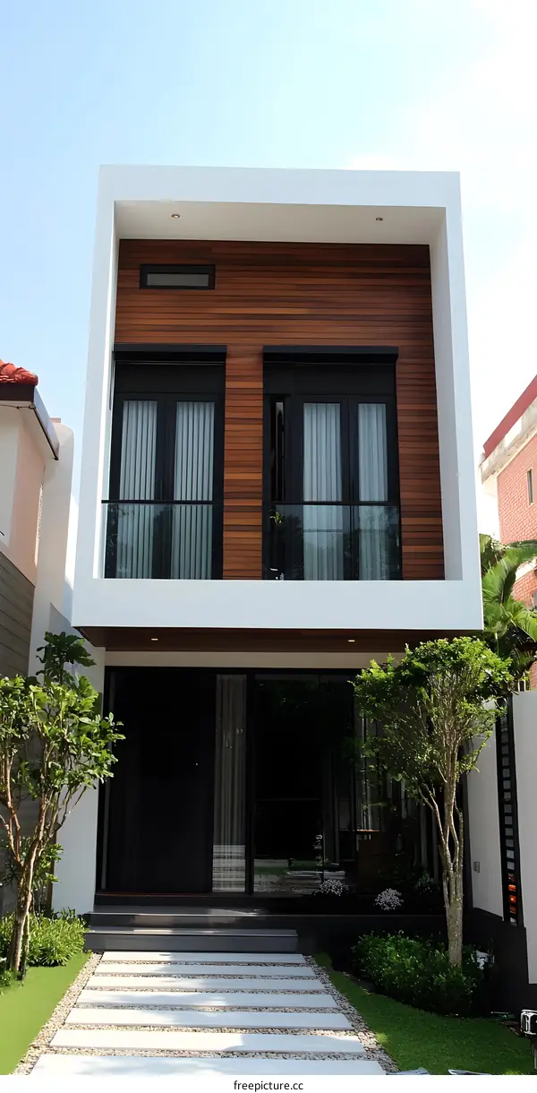 Modern Minimalist House Design with Wooden Facade