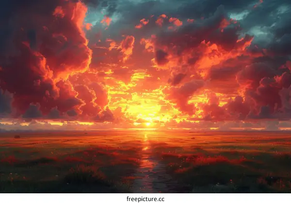 Landscape with a Setting Sun