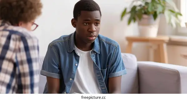 Young African American man talking to a therapist