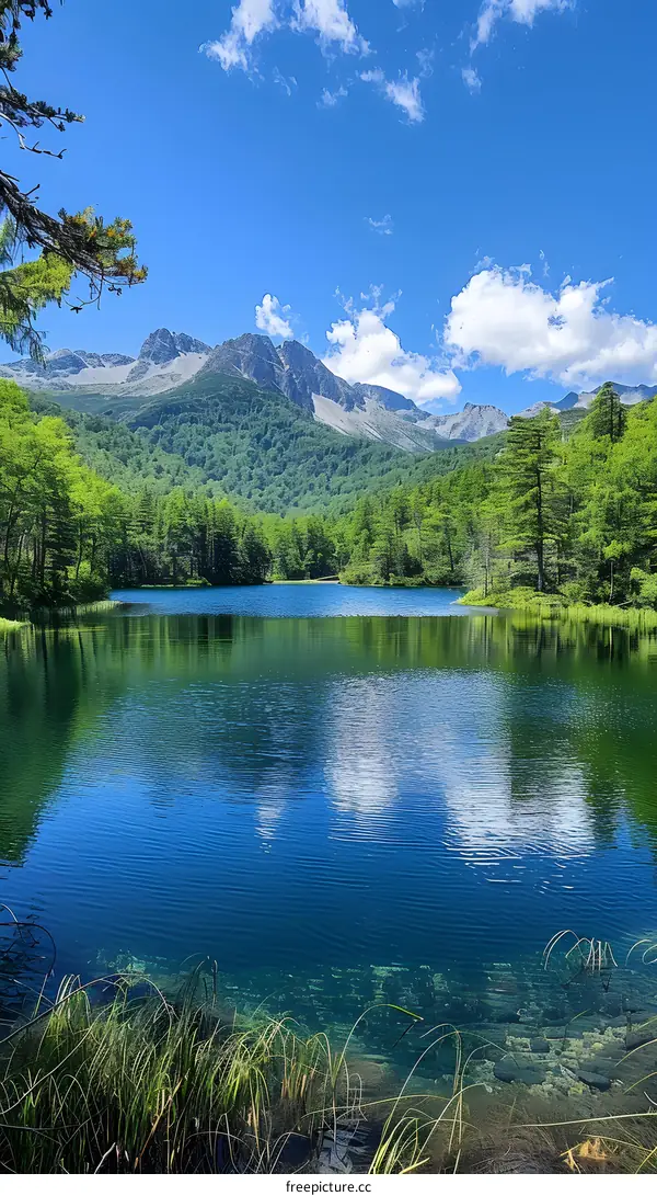 Mountains and lake in the summer