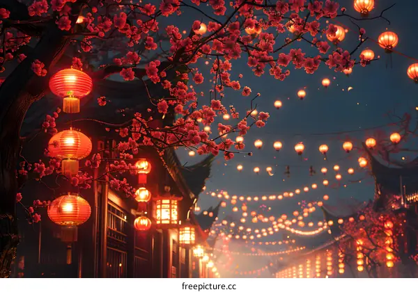Street decorated with red lanterns