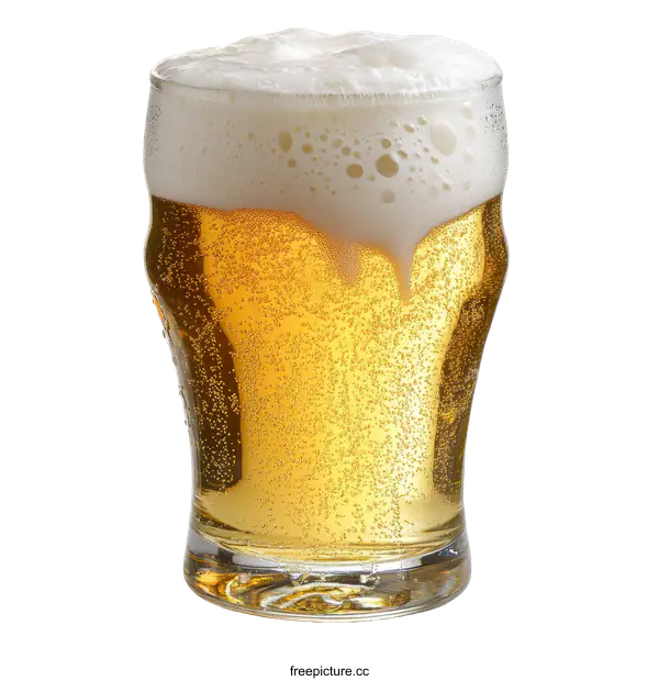 [Transparent Background PNG]Frosty Glass of Light Beer with Rich Foam