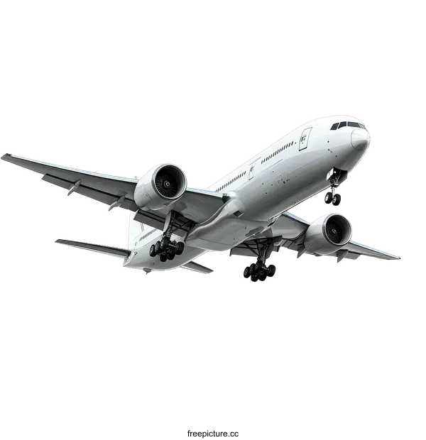 [Transparent Background PNG]Modern Airplane in Flight Against White Background