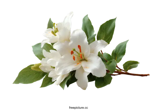 [Transparent Background PNG]Beautiful White Lilies Bouquet Close-up