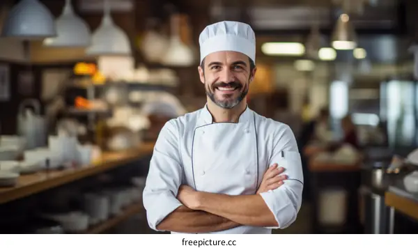 Portrait of a happy chef in a commercial kitchen