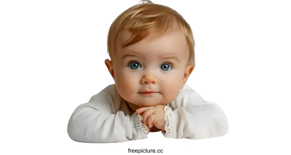 [Transparent Background PNG]Portrait of a Cute Baby Girl with Blue Eyes
