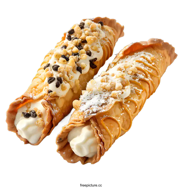 [Transparent Background PNG]Two Cannoli on a White Background
