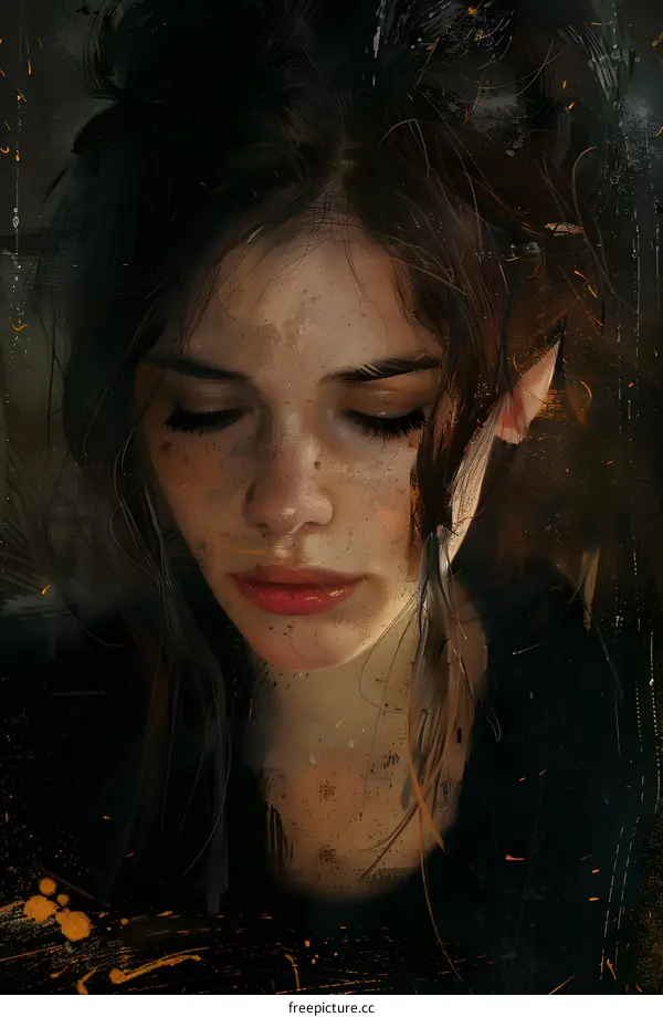 portrait of a beautiful woman with freckles