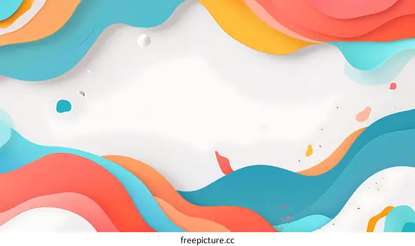 Abstract Colorful Paper Cut Style Background with Wavy Lines and Dots