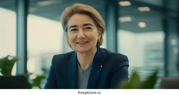 Smiling Businesswoman in a Meeting Room