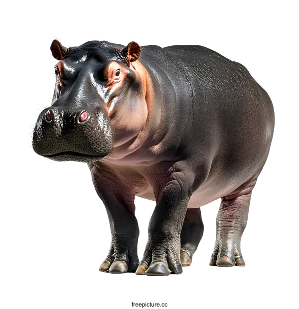 [Transparent Background PNG]Hippopotamus Standing On White Background