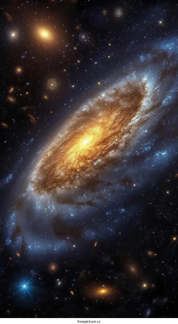 Spiral galaxy with bright center and long, trailing arms